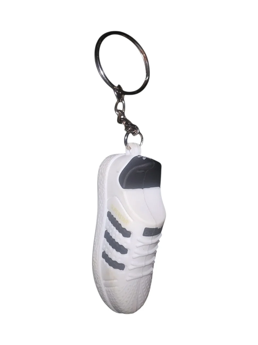 Adidas  Superstar Shelltoe 3D Sneaker Keychain with Black Stripes - White